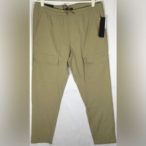 Tahari slim fit weekender tech cargo pants size large elastic waist pecan
